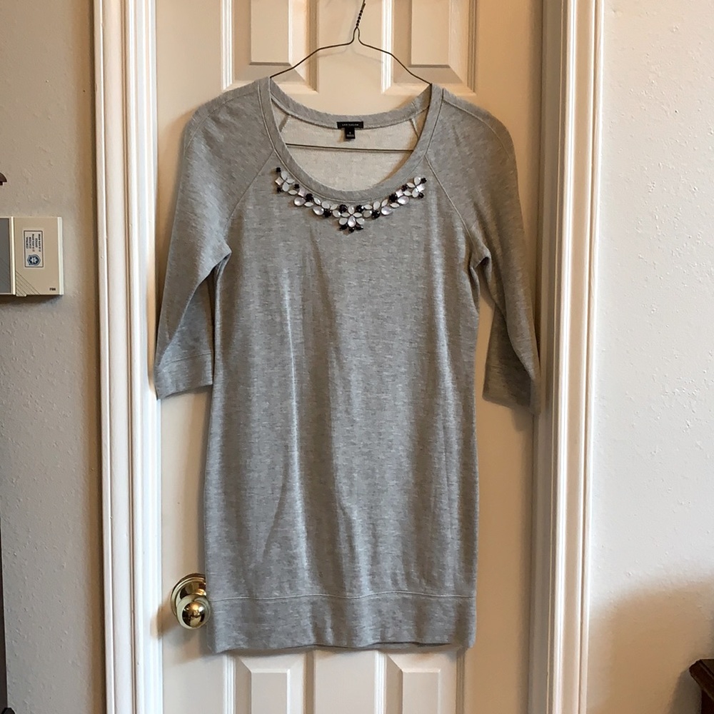 Ann Taylor sweatshirt dress with jewel detail, S